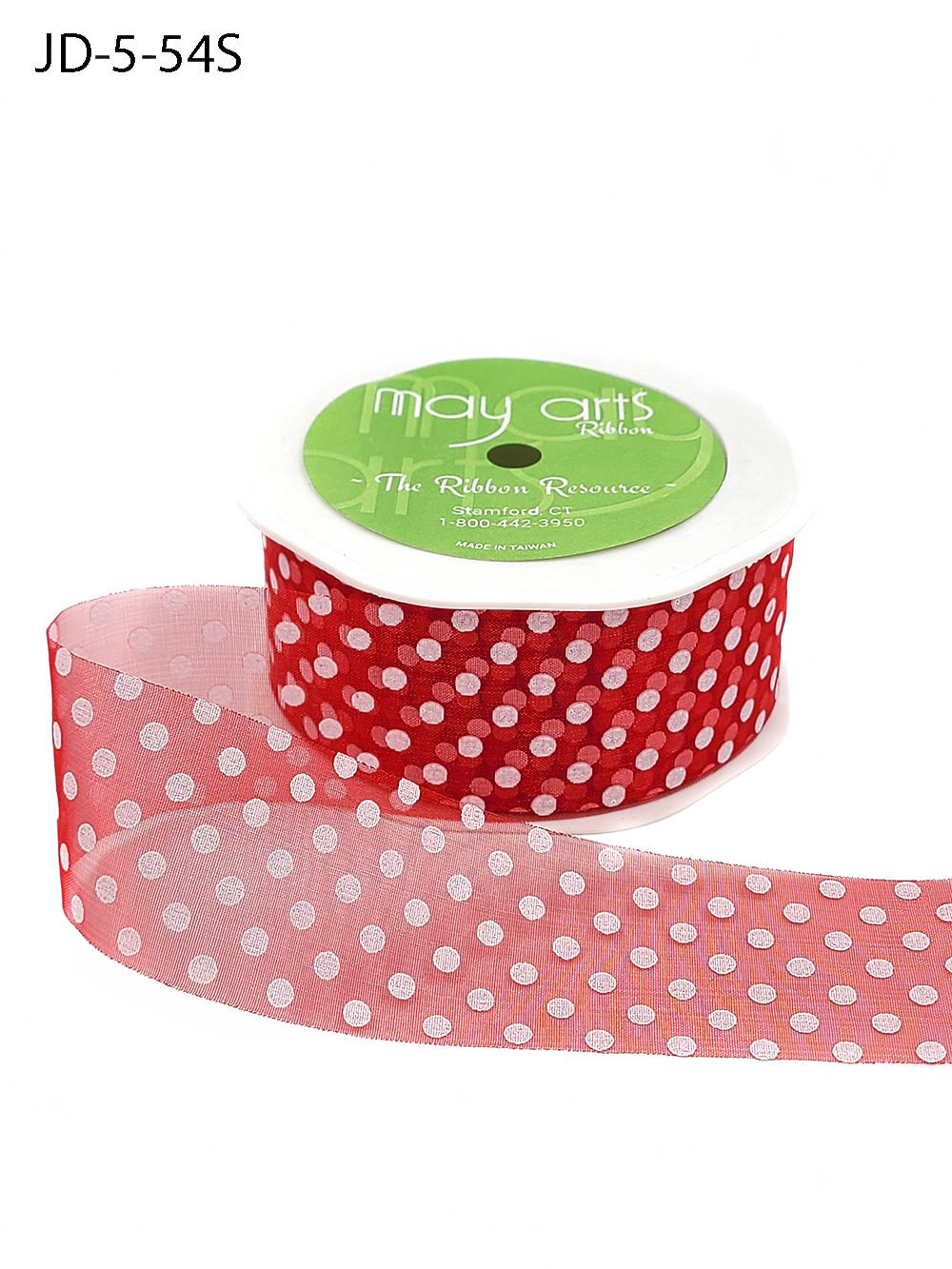 1.5 Inch Red Sheer Dots Ribbon