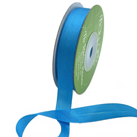 1/2 Inch 100% Hand-Dyed Atomic Blue Silk Ribbon With Woven Edge