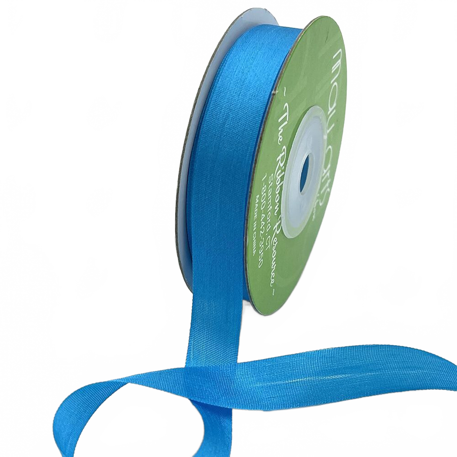 1/2 Inch 100% Hand-Dyed Atomic Blue Silk Ribbon With Woven Edge