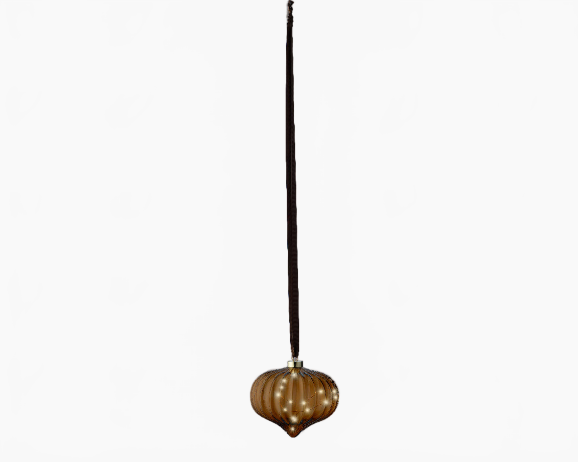 8" Micro LED Brown Onion Ornament Battery Operated