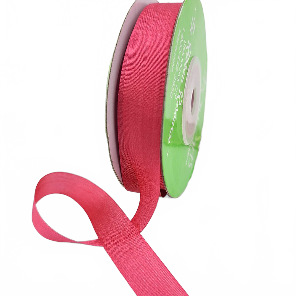 1/2 Inch 100% Hand-Dyed Watermelon Silk Ribbon With Woven Edge