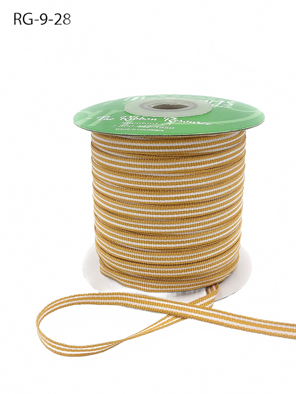 3/16 Inch Woven Butterscotch/White Stripes Grosgrain Stripe Ribbon With Woven Edge