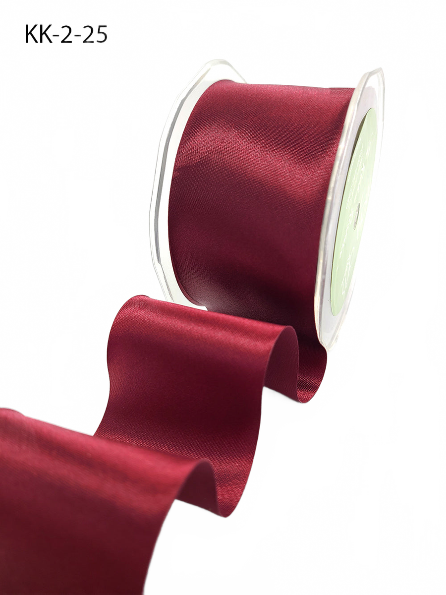 2 Inch Single Faced Marsala Satin Cut On The Bias Ribbon With Wavy Cut Edge