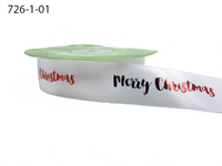 ~1 Inch Satin Holiday Print Ribbon With Woven Edge