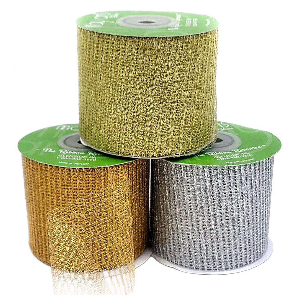 2.5 Inch Loose Weave Metallic Knit Net Ribbon