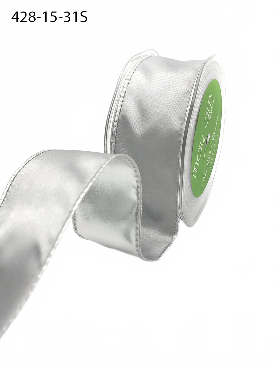 1.5 Inch Satin Metallic Reversible Ribbon With Woven Edge