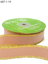 1″ Fringe Metallic Mauve/Gold Grosgrain Ribbon