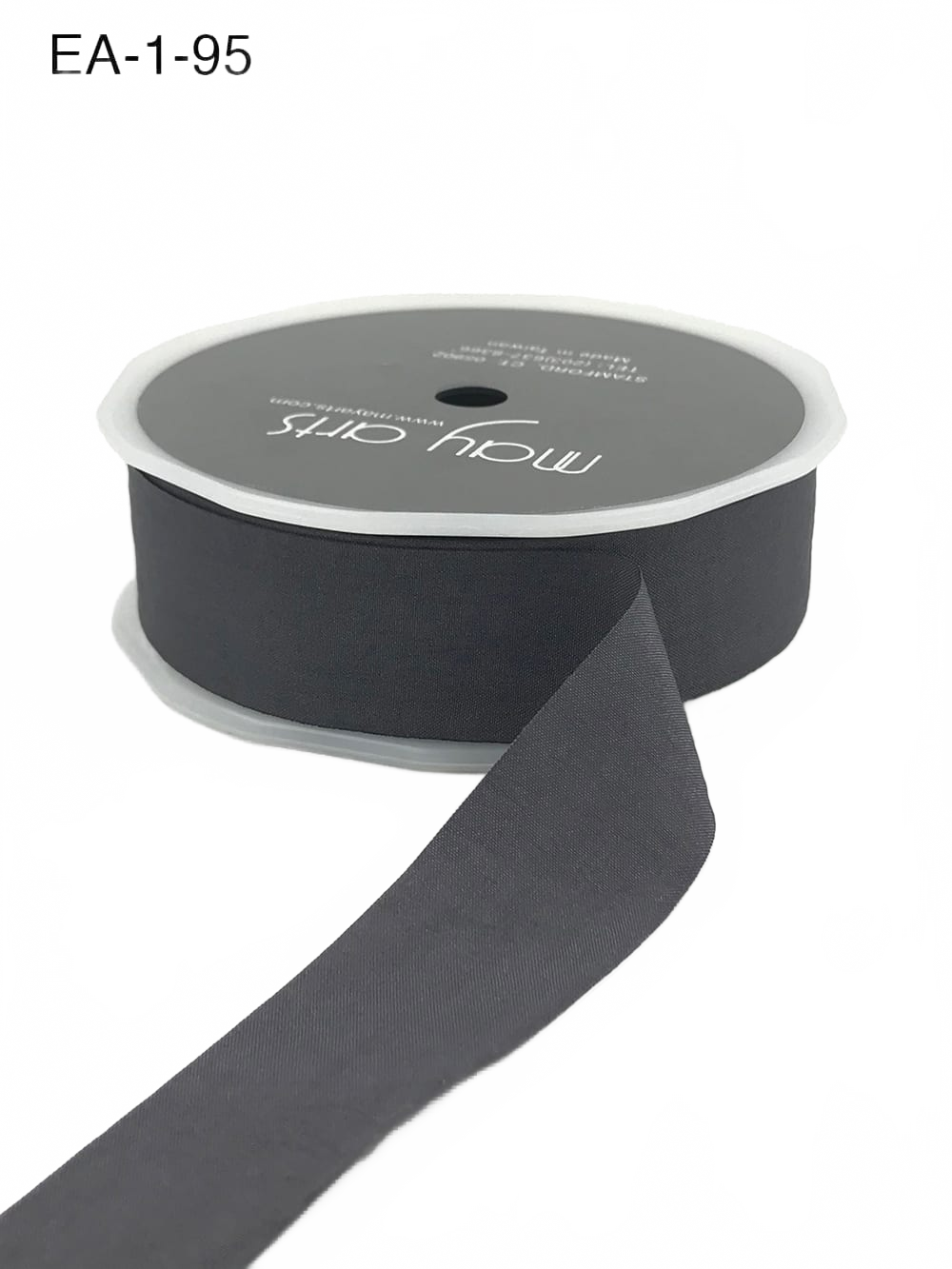 1 Inch Wrinkled Faux Charcoal Silk Ribbon With Cut Edge