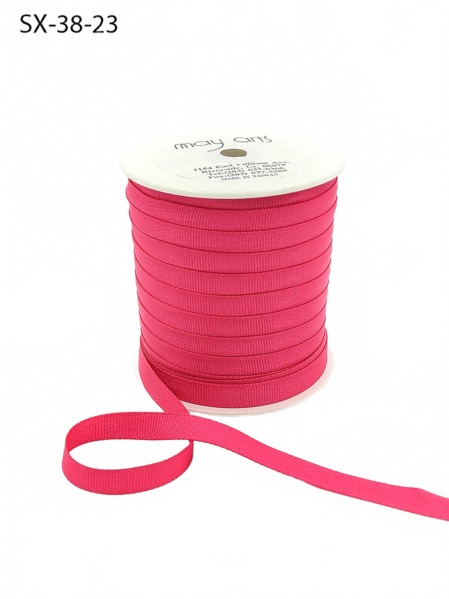 3/8 Inch Heavy-Weight (Higher Thread Count) Classic Light Fuchsia Grosgrain Ribbon With Woven Edge