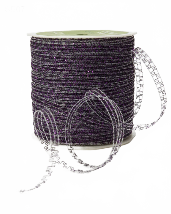 1/8 Inch Sparkle Glitter Curling Purple Ribbon