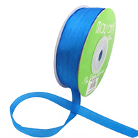 100% Hand-Dyed 1/4 Inch French Blue Silk Ribbon With Woven Edge