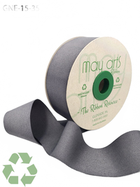 1.5 Inch Eco-Friendly Recycled Stormy Grey Grosgrain Ribbon With Woven Edge