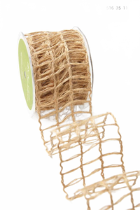 2.5 Inch Open Weave Natural Burlap Net Ribbon With Wired Edge