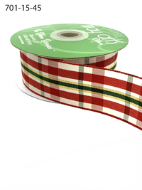 ~ 1.5 Inch (40Mm) Christmas Gingham Woven Ribbon