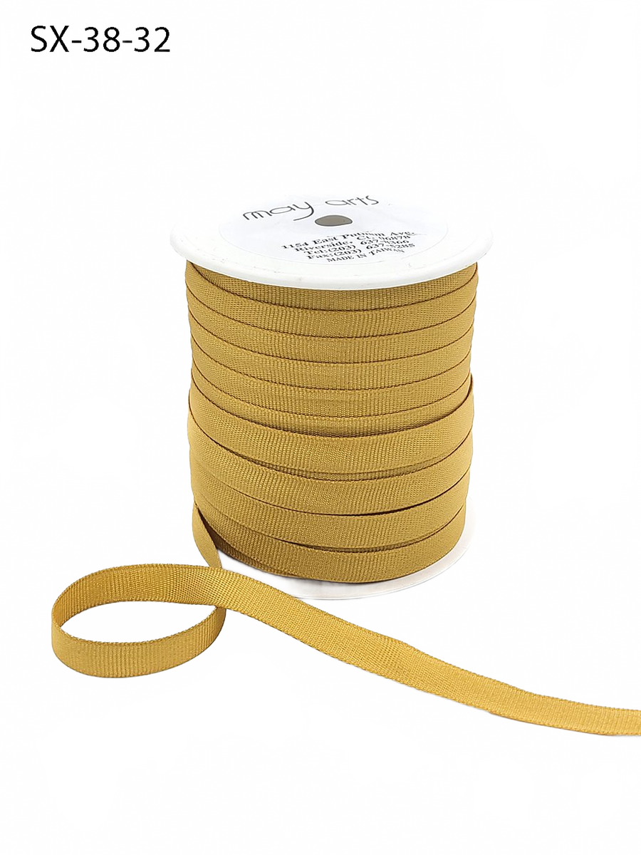3/8 Inch Heavy-Weight (Higher Thread Count) Classic Antique Gold Grosgrain Ribbon With Woven Edge