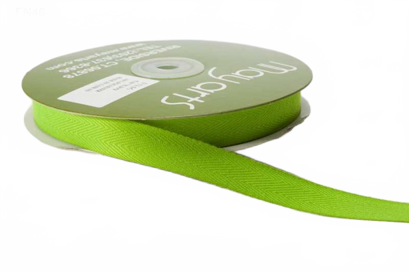 5/8 Inch Light Weight Parrot Green Twill Ribbon With Woven Edge