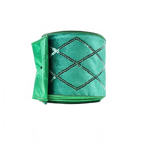 Ribbon Diamond Sequin 4" Emerald