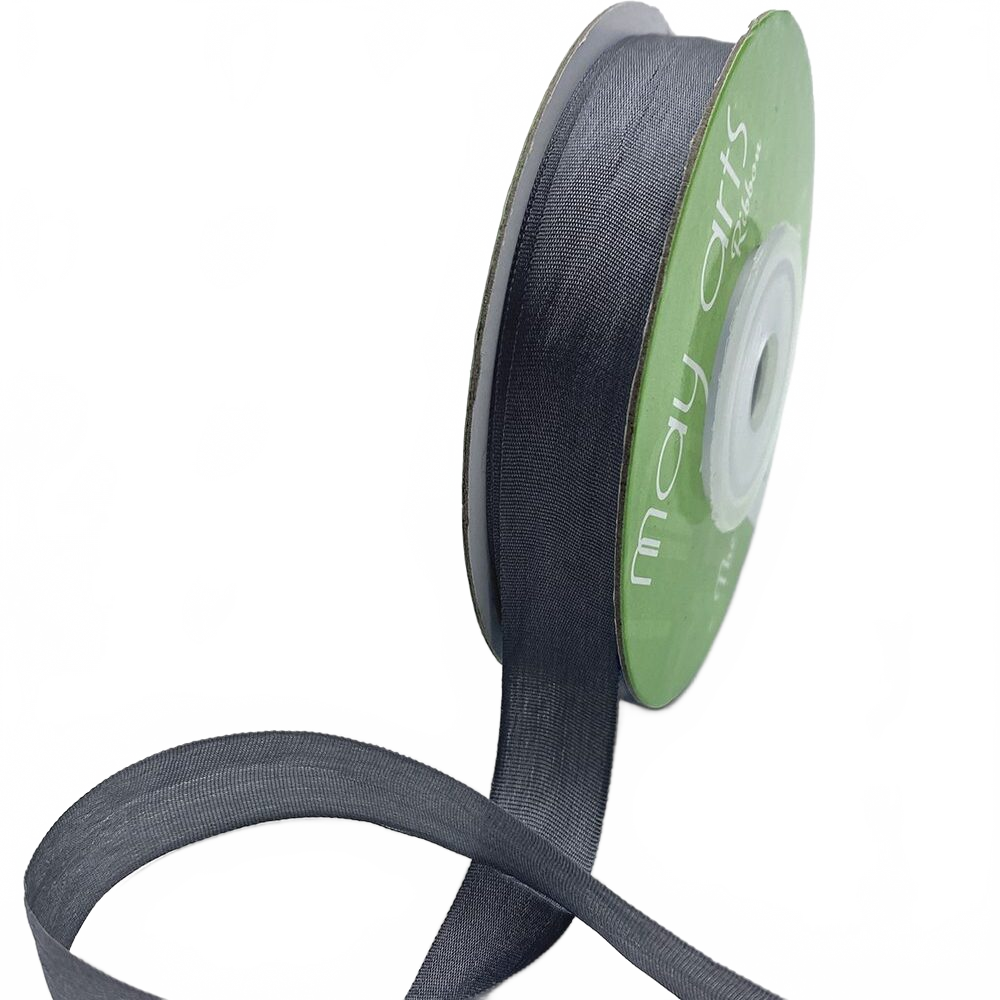 1/2 Inch 100% Hand-Dyed Blackened Pearl Silk Ribbon With Woven Edge