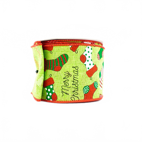 Ribbon 2.5" Christmas Stock Lime