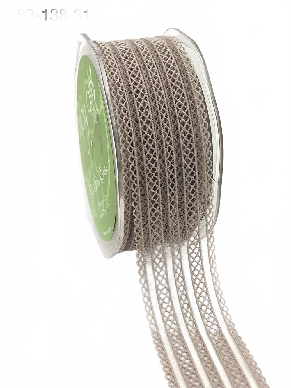 1 3/8 Inch Grey Sheer Elastic Lace Ribbon With Scalloped Edge