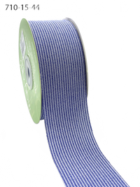 1.5 Inch Striped Washed Navy Linen Ribbon