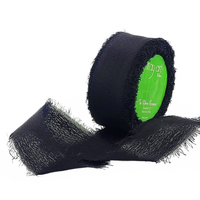 5/8 Inch 100% Silk Black Crepe With Frayed Edge (Non-Dyed And Hand-Dyed)