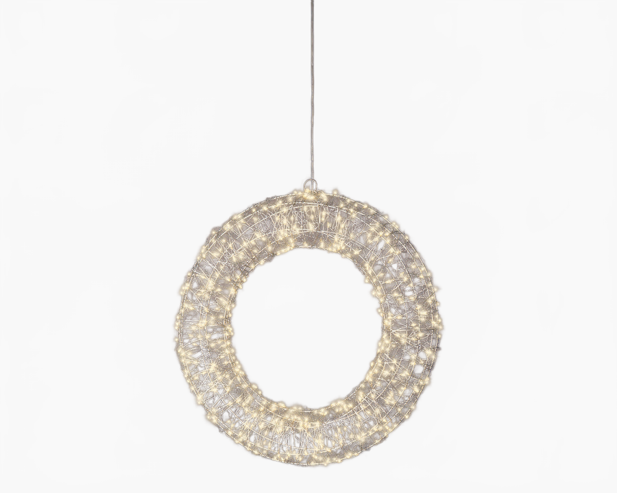 1.3 FT 500 Micro LED Warm White Silver Wire Wreath