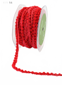 3/8 Inch Mini Pom Pom Red Ribbon