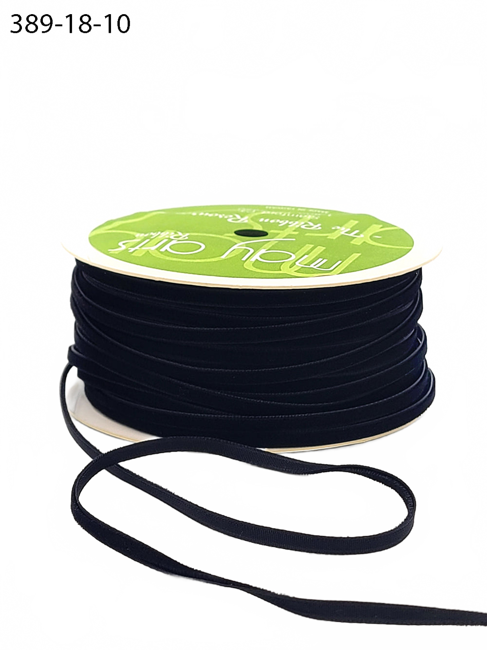 1/8 Inch Black Velvet String Cord Ribbon With Woven Edge