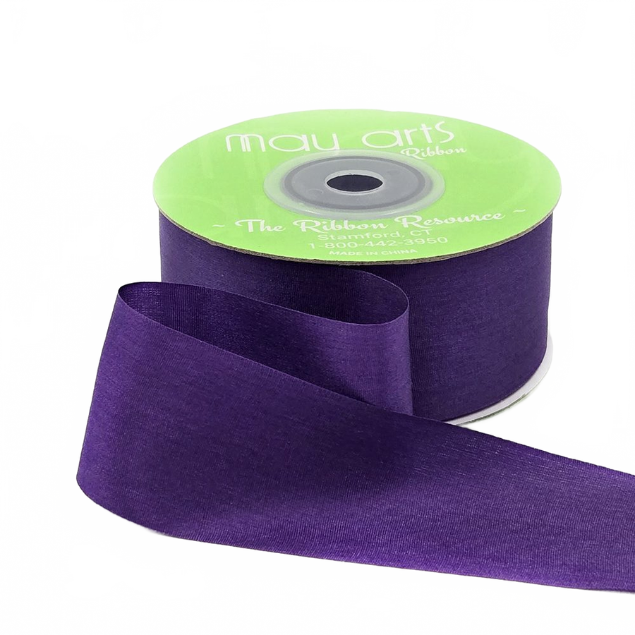 1.25 Inch 100% Hand-Dyed Violet Silk Ribbon With Woven Edge