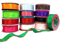 1.5 Inch Taffeta Ribbon With Pom Pom Wired Edge
