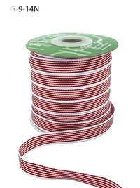 1/2 Inch Red/White Grosgrain Multi-Color Striped Ribbon With Woven Edge
