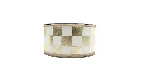 Ribbon Foil Checkers 2.5X10 Platinum,White