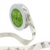 3/4 Inch Ivory Canvas Printed Ribbon With Woven Edge