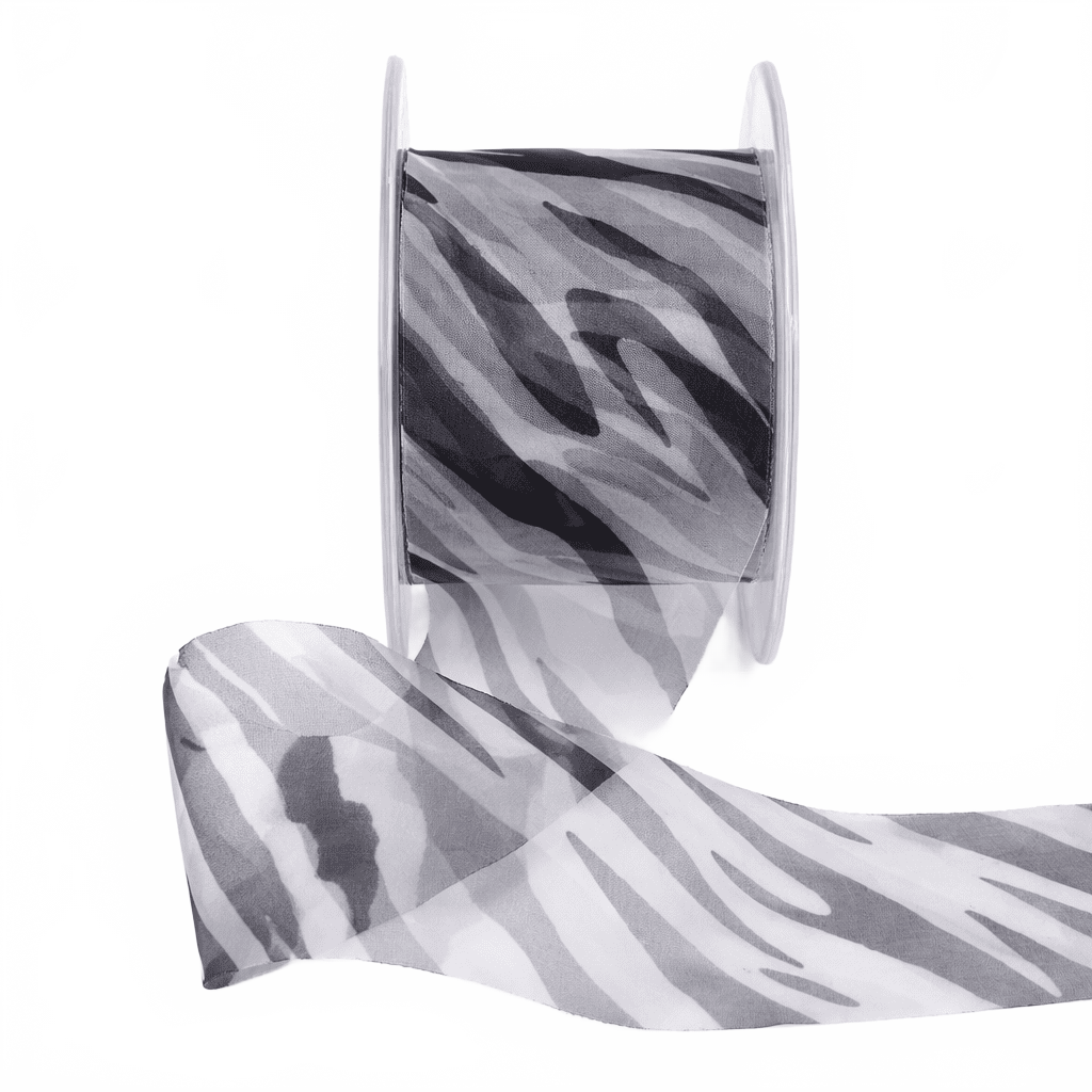 2 Inch Zebra Sheer With Print Ribbon With Cut Edge