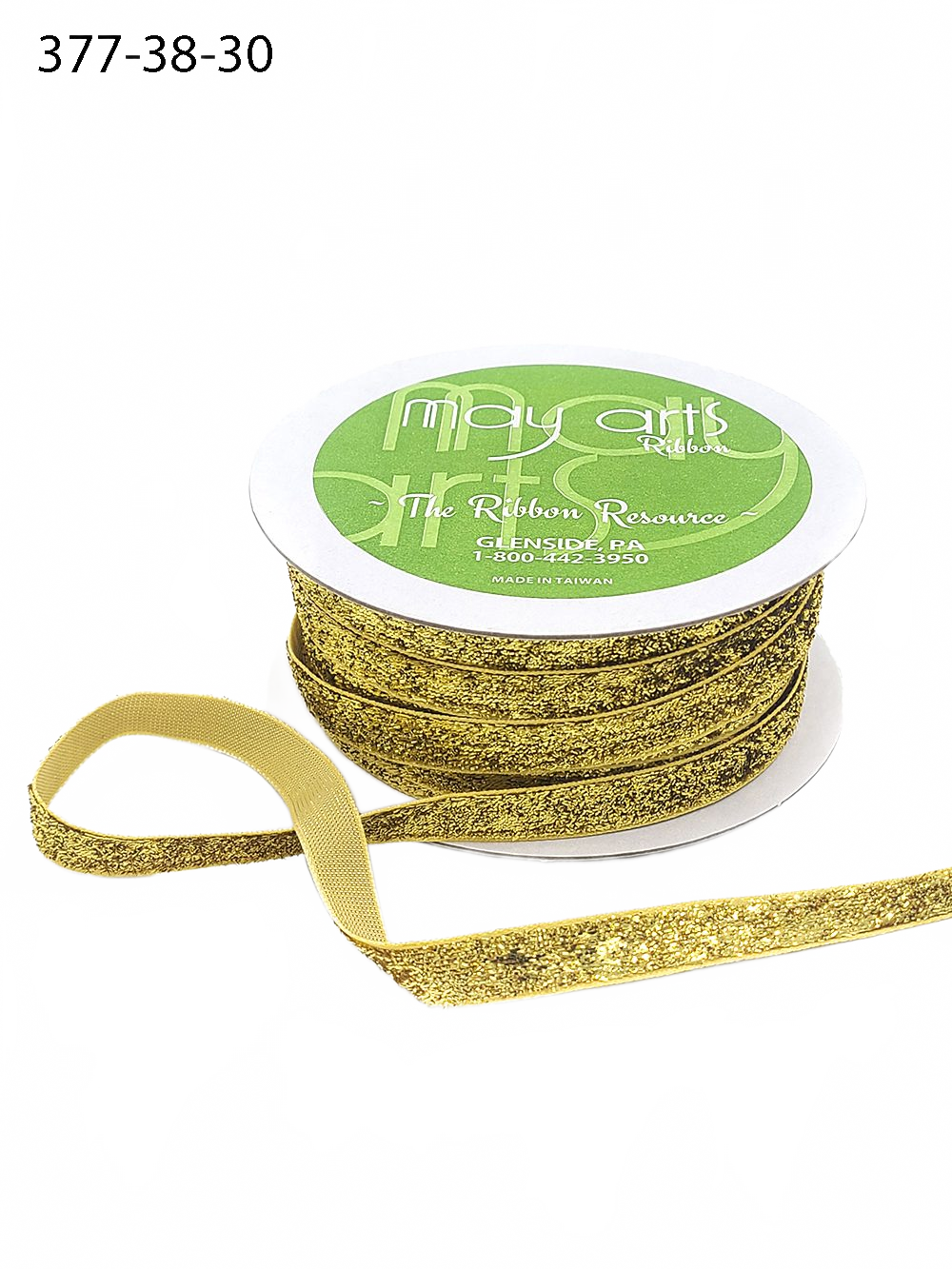 3/8 Inch Woven Metallic Gold Velvet Ribbon With Woven Edge