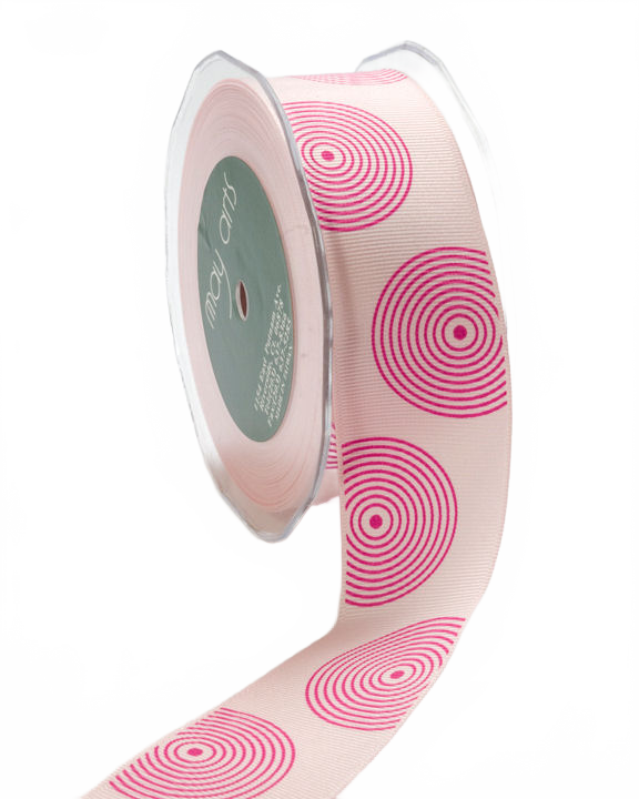 1.5 Inch Pink/Fuchsia Circles Grosgrain Circles Ribbon