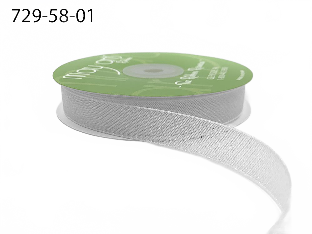 ~5/8 Inch Semi-Sheer Shimmer Woven White Ribbon