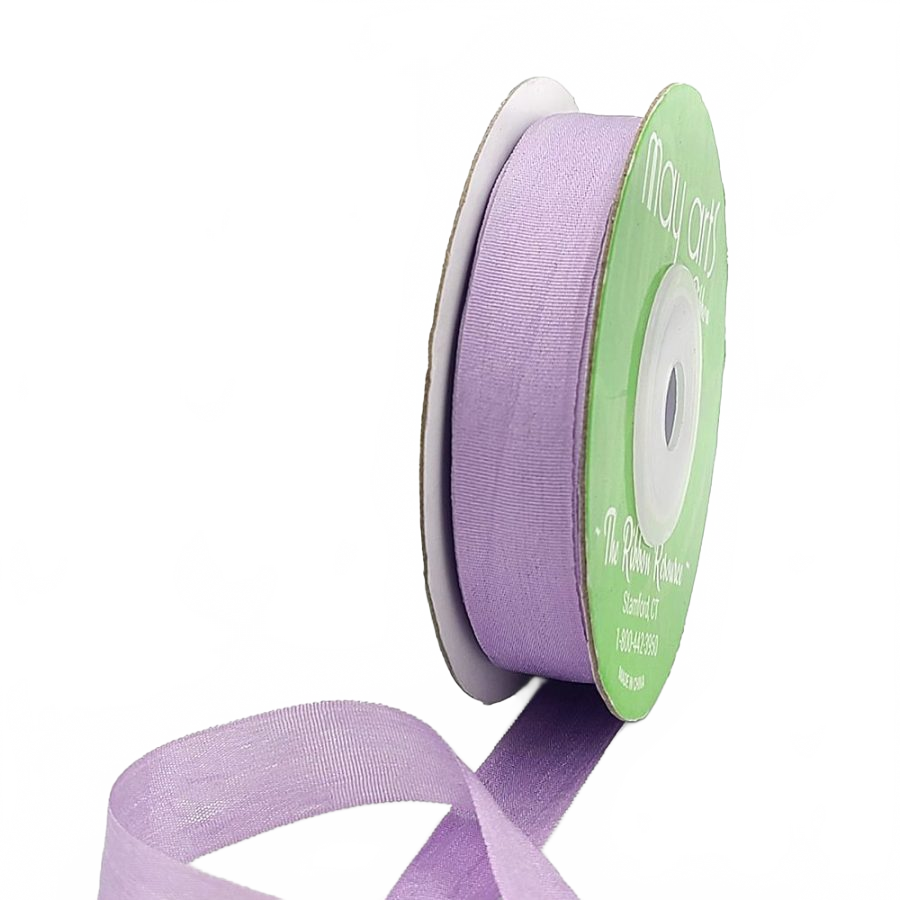1/2 Inch 100% Hand-Dyed Dark Lavender Silk Ribbon With Woven Edge