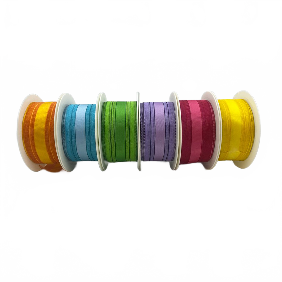 1.5″ Woven Sheer Ribbon With Tone On Tone Stripes