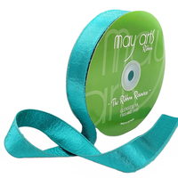 1 Inch Double Sided Sleek Ripple Tape Turquoise Blue Ribbon With Woven Edge