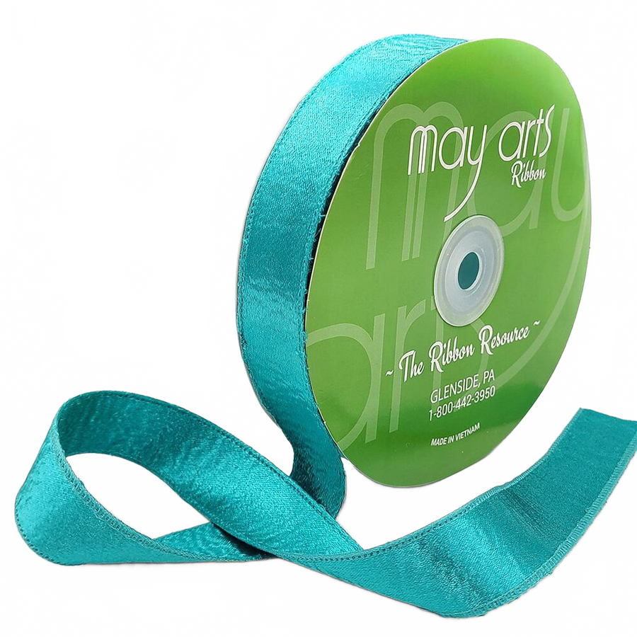 1 Inch Double Sided Sleek Ripple Tape Turquoise Blue Ribbon With Woven Edge