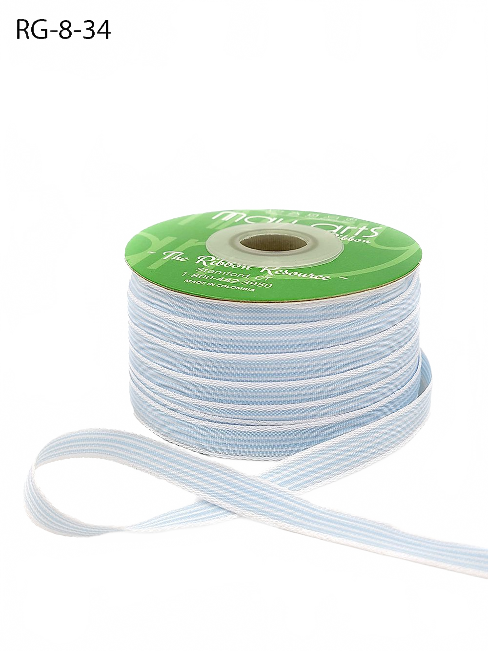 3/8 Inch Woven Light Blue/White Stripes Grosgrain Stripe Ribbon With Woven Edge