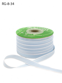 3/8 Inch Woven Light Blue/White Stripes Grosgrain Stripe Ribbon With Woven Edge