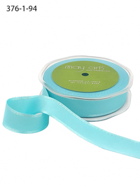 1 Inch Grosgrain Ribbon With Woven Light Turquoise Satin Edge