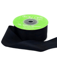 1.25 Inch 100% Hand-Dyed Black Silk Ribbon With Woven Edge