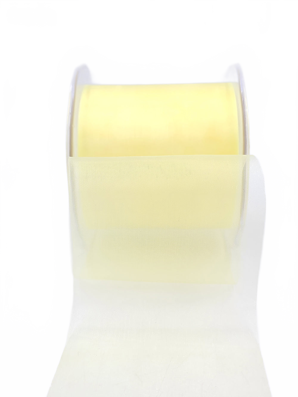 3 Inch Soft Shimmer Lemon Sheer Ribbon With Cut Edge
