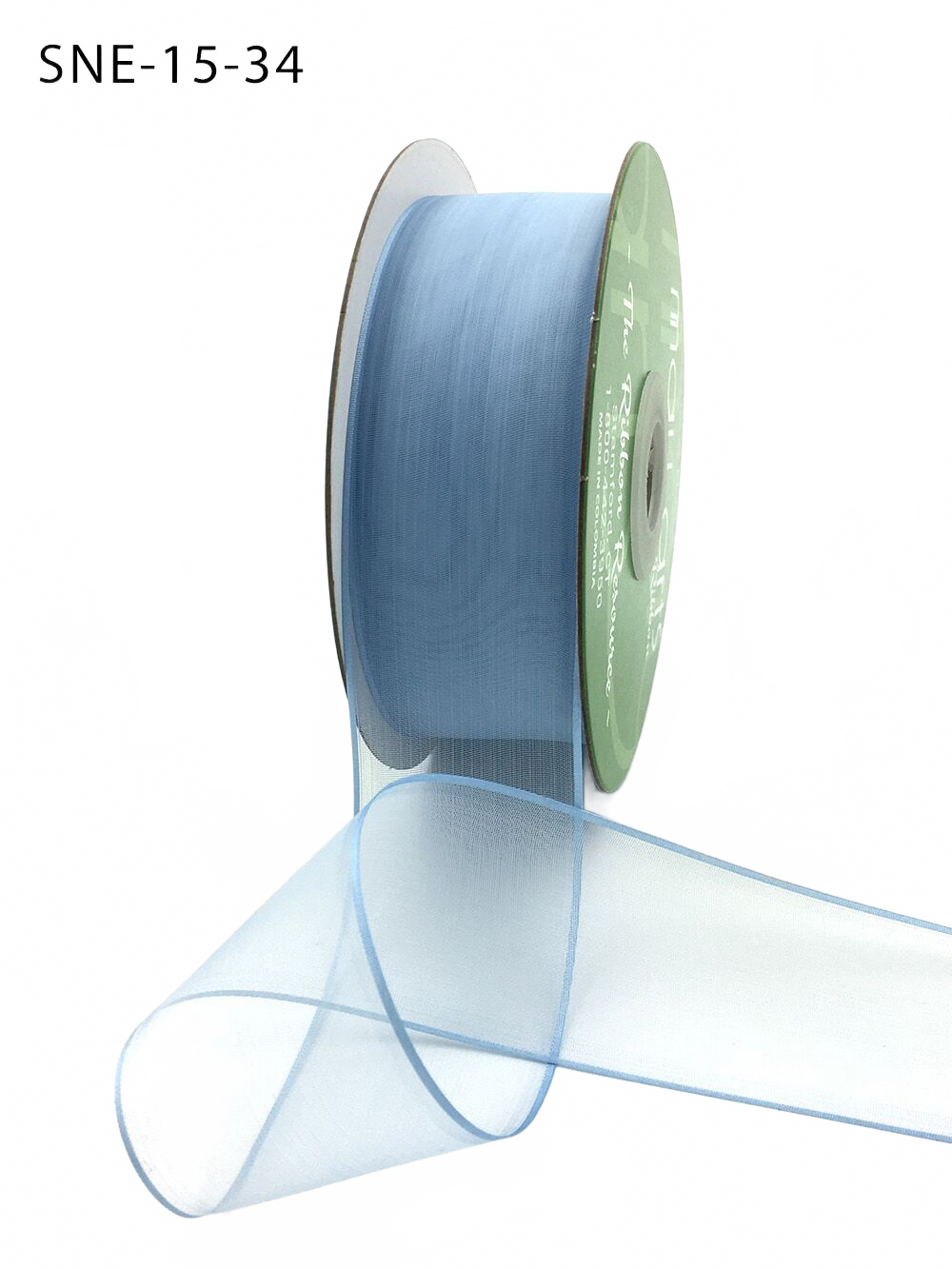 1.5 Inch Soft Light Blue Sheer Ribbon With Thin Solid Edge