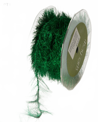 1 Inch Green Metallic Feather Eyelash Wired String Cord Ribbon