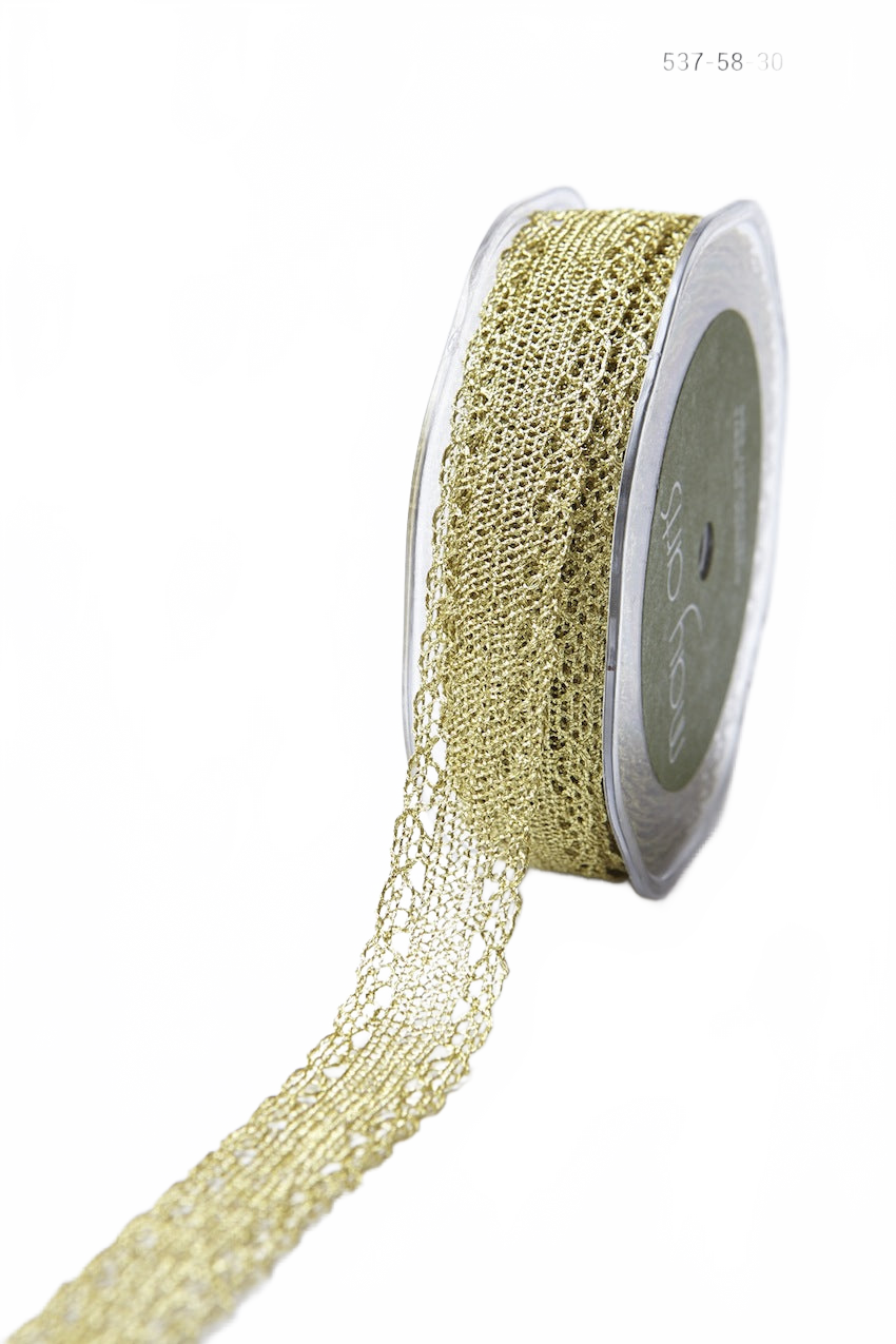 5/8 Inch Gold Metallic Crochet Ribbon